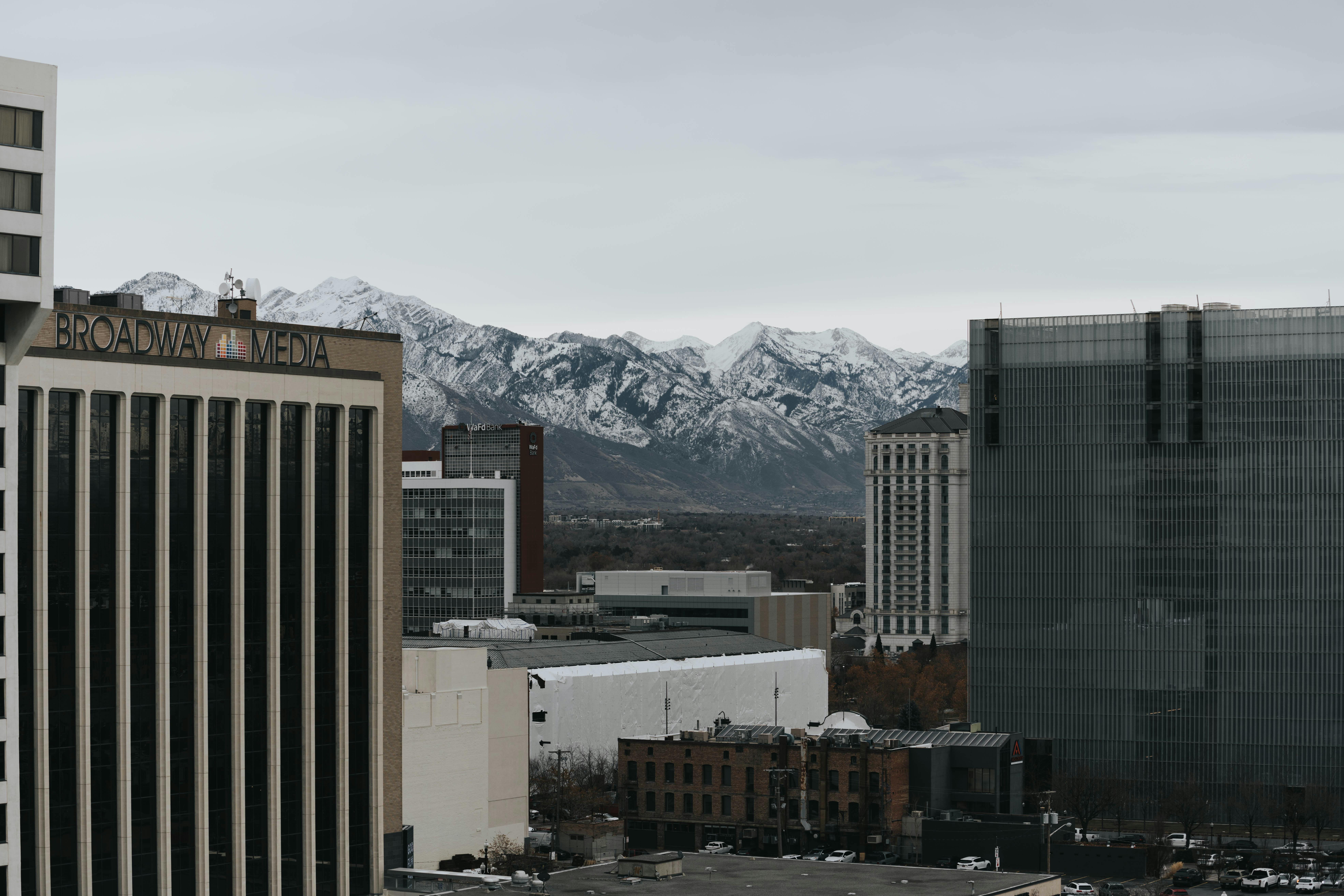 Salt Lake City skyline with the Wasatch Mountains in the background