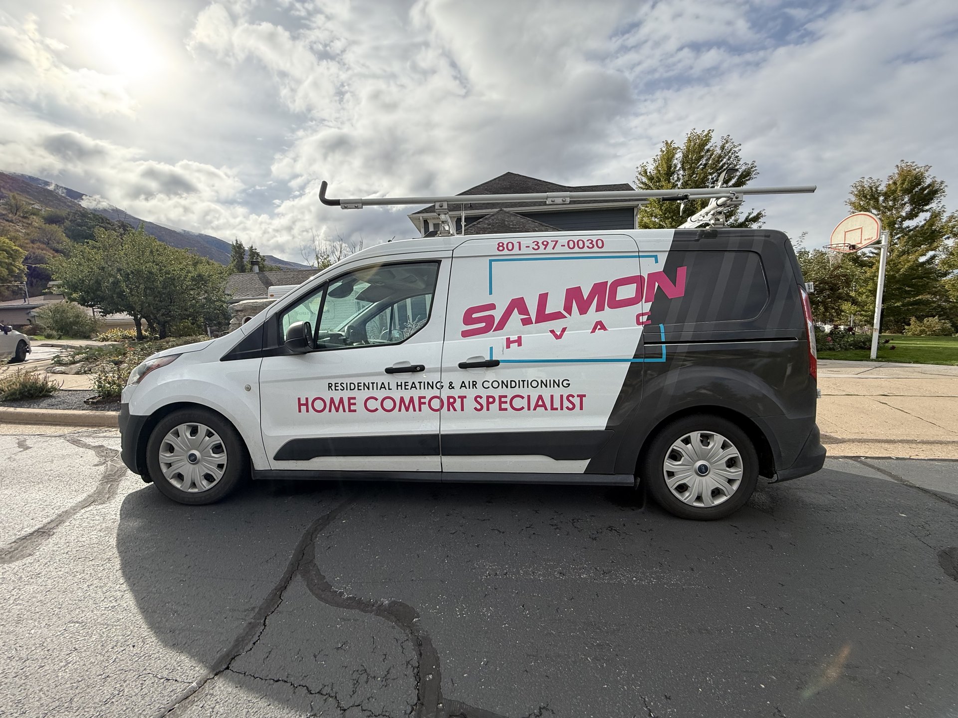 Salmon HVAC service van in Northern Utah